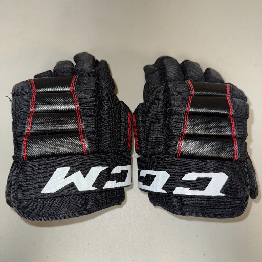 CCM Junior Ice Hockey Gloves 10” 26cm Padded Protective Black White Boys Girls